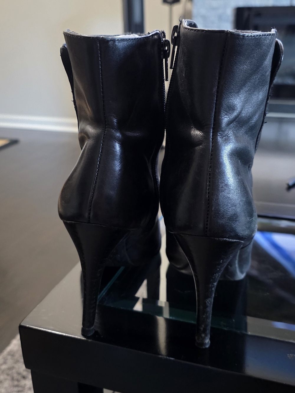 Nine West Black Pointed-Toe Leather Ankle Booties - Picture 3 of 4